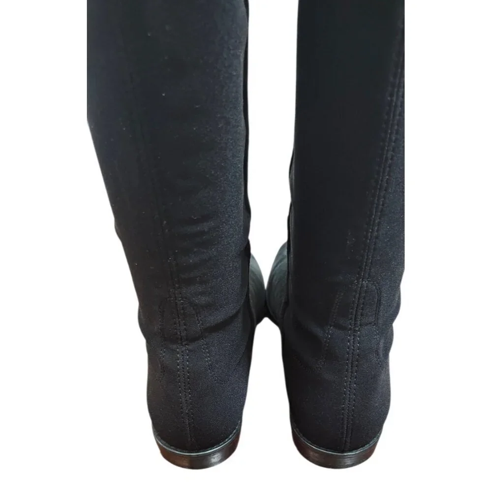Stuart Weitzman 5050 Black Suede Over The Knee Flat Boots Stretch OTK Women 7.5